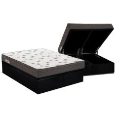 Imagem de Cama Box Baú Queen: Colchão Espuma D45 Ortobom Light Saúde Ortopillow + Base Black(158X198)