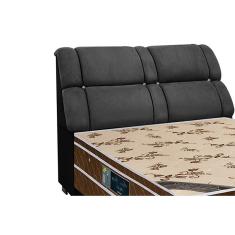 Imagem de Cabeceira Cama Box Estofada Casal Casal Imperador Suede Cinza Negro Simbal