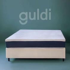 Imagem de Cama Box King Com Colchão Mola Ensacada Firme Guldi Natural E Azul