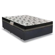Imagem de Cama Box Casal Sintético + Colchão Casal Ortobom Iso Dupla Face 60X138X188 Cor:Cinza