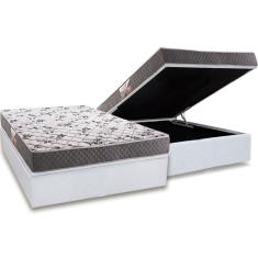 Imagem de Cama Box Baú Casal Colchão Anatômico Herval D28 Ag65 Ortopedic Black + Base Crc Courano White 138x188