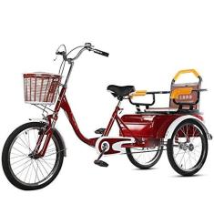 Imagem de Triciclo adulto de bicicleta de três rodas ao ar livre 50 cm com cesta de carga 3 rodas bicicleta triciclo bicicleta para recreação compras masculina feminina bicicleta piquenique ciclismo pedalar