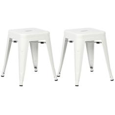 Imagem de Kit 2 Banquetas Baixas Iron Tolix 45 Cm Branco Branco
