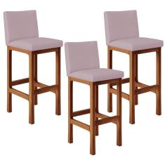 Imagem de Kit 03 Banquetas Altas Alya Suede Rosê