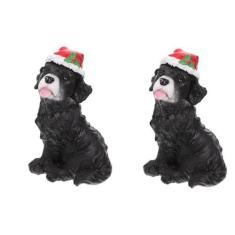Imagem de FRCOLOR 2 Peças Chapéu De Papai Noel Enfeite De Cachorro Decoração De Cachorro De Natal Lembrancinhas De Festa De Natal Presentes Estatuetas De Cachorro De Natal Estatuetas De Cachorro