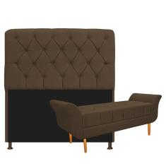Imagem de Kit Cabeceira E Recamier 195 Cm King Size Suede Marrom