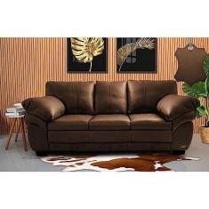 Imagem de Sofá de Couro Legítimo 3 Lugares 2,10m Cama Inbox Monterrey Caramelo