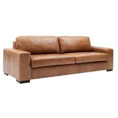 Imagem de Sofá 4 Lugares Pés Madeira Aisla 240cm Couro Camel