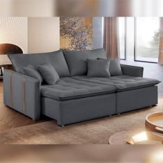 Imagem de Sofa Cama Retratil e Reclinavel 220cm Detroid Yescasa Cinza