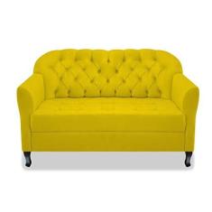 Imagem de Namoradeira Recamier Sofá Julia com Botonê para Sala de Estar Recepção Escritório Quarto Amarelo Suede - AM Decor