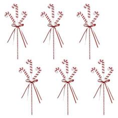 Imagem de 6 palhetas de árvore de Natal com glitter, sprays de bengala doce com laços, enfeites de árvore de Natal listrados, enchimentos de vasos, galhos, caules encaracolados, presentes de artesanato,