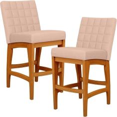 Imagem de Kit 02 Banquetas Baixa Cozinha Bancada L02 Rosê