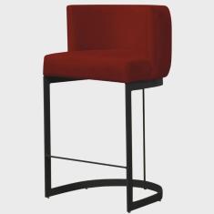 Imagem de Banqueta Estofada Emily Base Preto Veludo Bordô - Montanaris Decor