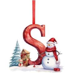 Imagem de 26 enfeites de letras, decoração de árvore de Natal, carta de Natal personalizada, pingente de pendurar para árvore de Natal, letras do alfabeto para árvore de Natal, artesanato faça você mesmo,