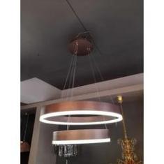 Imagem de Pendente Argolas Alumínio Marrom Em Led