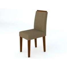 Imagem de Kit 2 Cadeiras Amanda para Sala de Jantar Castanho/Veludo Marrom Rose - New Ceval