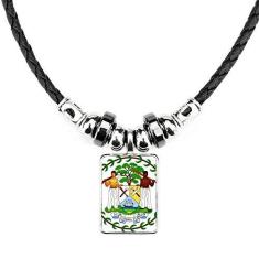 Imagem de DIYthinker Colar Belize National Emblem Country Feito à Mão com Pingente de Corda de Couro
