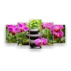Imagem de Quadro Decorativo Orquídeas Fúcsia Pedras s 129x61 Sala