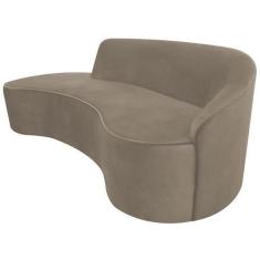 Imagem de Sofá Curvo 03 Lugares 180cm Eron Braço Esquerdo Veludo Bege - Nexta Ca