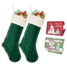 Imagem de Ulico Meia de Natal, 18 Polegadas, Grande, 2 Unidades, Cabo, Malha, Meia de Natal para Crianças, Feriado E Família, Meia para Lareira, Decoração de Festa de Natal