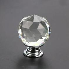 Imagem de 20mm 30mm 40mm 50mmDesign de bola de cristal puxadores de vidro de cristal transparente armário gaveta puxar armário de cozinha guarda-roupa alças hardware, base de prata, dia.40mm
