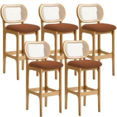 Imagem de Kit 05 Banquetas Altas Para Cozinha Bancada Sala Tela Betta Fixa L02 B