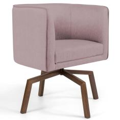 Imagem de Poltrona Decorativa Giratória Base Ka Madeira Betina B-305 Veludo Rosê - Domi