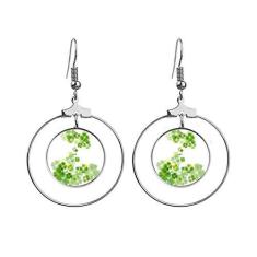 Imagem de Brincos de trevo de quatro folhas da Irlanda Dia de São Patrício pendentes joia circular
