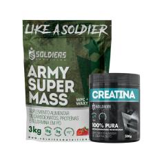 Imagem de Kit: Hipercalórico Army Super Mass - 3Kg + Creatina Monohidratada Pote 300g - Soldiers Nutrition-Unissex