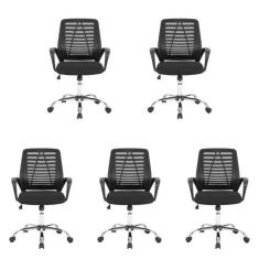 Imagem de Kit 5 Cadeiras para Escritório Diretor Tela Mesh Toronto Preto
