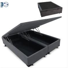 Imagem de Cama Box Bau Casal Bipartido C/ Aux. Semi Ortopedica Suede