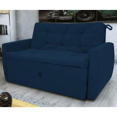 Imagem de Sofá Cama Para Sala De Estar Hiro Suede Azul