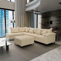Imagem de Sofá de Canto 9 Lugares com Puff Cancun Bege