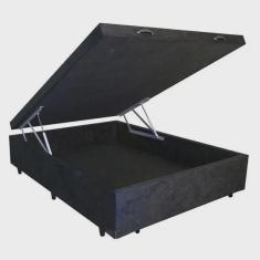 Imagem de Base Box Baú Casal sp Móveis Suede Preta - 39x138x188