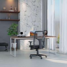 Imagem de escrivaninha studio nogal e branca 180 cm