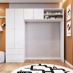 Imagem de Guarda Roupas Infantil Ponte 4 Portas 2 Gavetas Aconchego Completa Móveis Branco