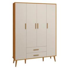 Imagem de Guarda Roupa Infantil Isis 4 Portas E 2 Gavetas Areia/Savana - Reller