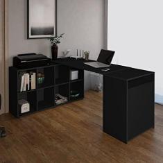 Imagem de Conjunto Home Office 2 Peças Escrivaninha em L 8 Nichos e Balcão 2 Portas Espresso Móveis