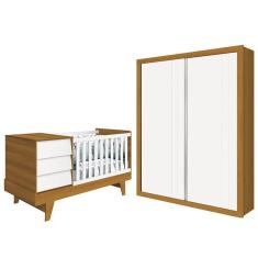 Imagem de Jogo de Quarto Infantil Prince com Guarda Roupa e Berço Multifuncional - Reller Móveis