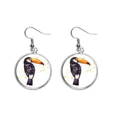 Imagem de Brinco feminino Ramphastos Toco Bird Tropical Ear Pendente Silver Drop Jewelry