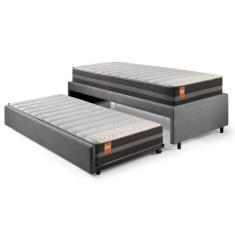 Imagem de Bicama Box Solteiro Suede Cinza 88X188 Com Colchão Bogotá Molas Ultral