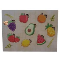 Imagem de Brinquedo Pedagógico Em Madeira Quebra Cabeça Infantil De Encaixe Desenhos Grandes (Frutas)