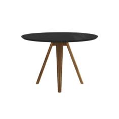 Imagem de Mesa p/ Cozinha Duna Madeira Maciça c/ Tampo Madeirado c/ Vidro 105x105cm Carvalho/Preto fosco/Vidro preto - Kappesberg