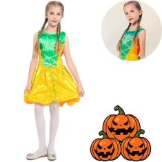 Imagem de Fantasia De Halloween Vestido De Abobora Infantil Meninas - Bela Impor