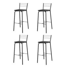 Imagem de Conjunto Banqueta para Cozinha Flex Ref B270 4 Peças Preto/preto