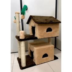 Imagem de Arranhador Para Dois Gatos Com 2 Casas Cinza