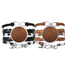 Imagem de DIYthinker Pulseira de couro marrom com design abstrato, alça de mão, pulseira de corda de couro, conjunto duplo para presente
