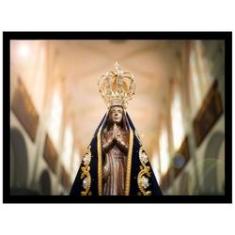 Imagem de Quadro Decorativo Religioso Nossa Senhora Aparecida 30x40cm com Moldura e Vidro