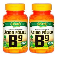 Imagem de Ácido Fólico Vitamina B9 500mg 2 X 60 Cápsulas - Unilife