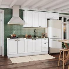 Imagem de Cozinha Compacta 4 Peças com Balcão para Pia e Aéreo Emily Henn Branco